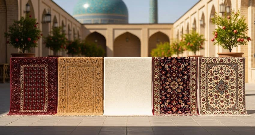 انواع فرش دستباف کلاهدوزان بر اساس جنس